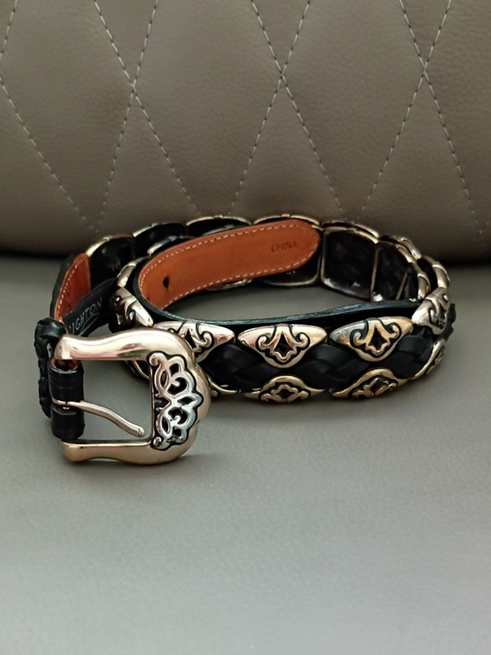 Vintage 1996 Brighton Braided Concho Leather Belt